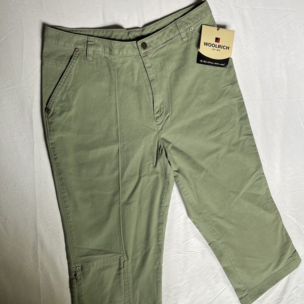 Woolrich Montevallo Capri Pants Womens 12 Olive Green Stretch Loose Outdoors Mom